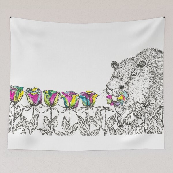 Item preview, Capybara Eating Roses designed and sold by StudioLRM.