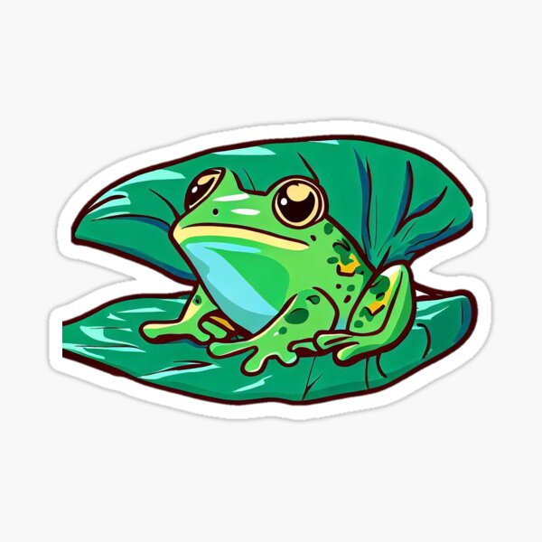 Item preview, cute little frog on green leaf designed and sold by Tandilia23.