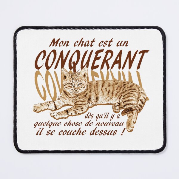 Item preview, Conquering cat - brown colorized version, text in French designed and sold by SylvieG18.