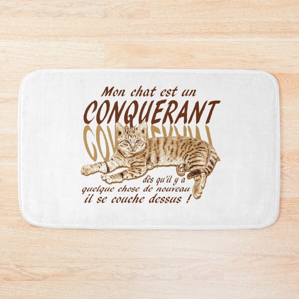 Item preview, Conquering cat - brown colorized version, text in French designed and sold by SylvieG18.