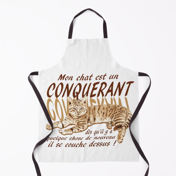 Item preview, Conquering cat - brown colorized version, text in French designed and sold by SylvieG18.