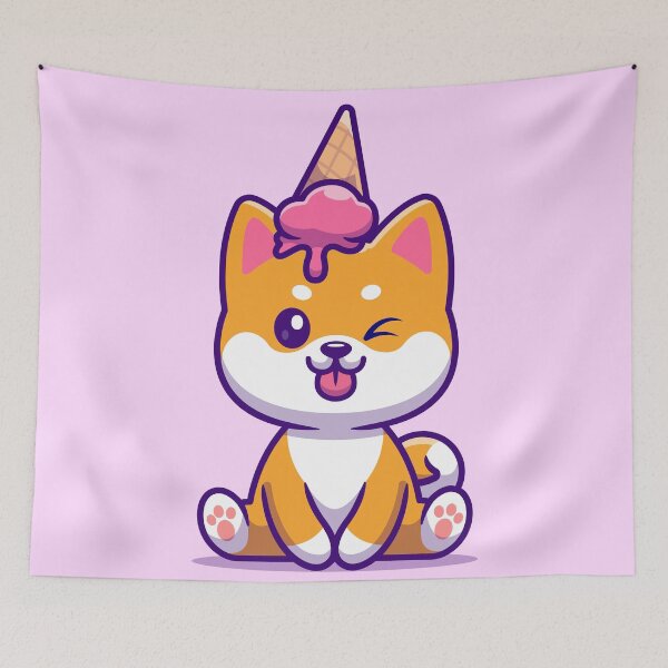 Item preview, Chillin' with Shiba: Cute Dog and Ice Cream Cartoon designed and sold by hjian8219.