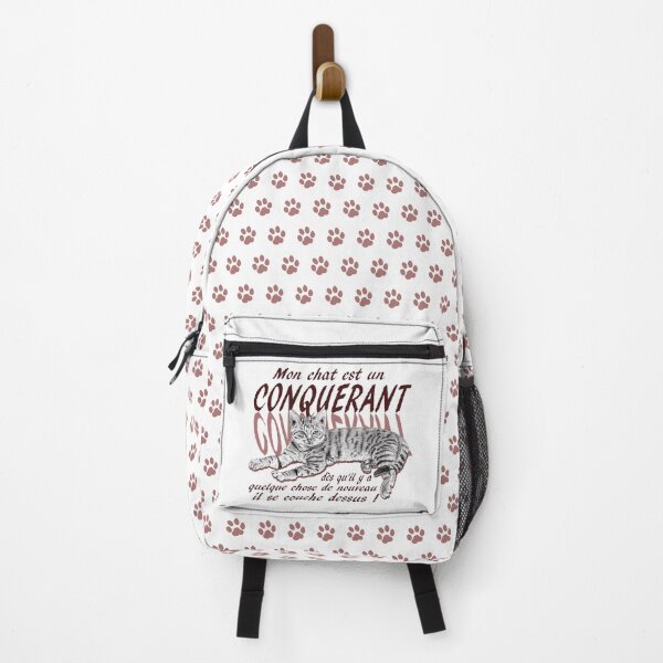 Item preview, Conquering cat - graphite version, text in French colorized brown-red designed and sold by SylvieG18.