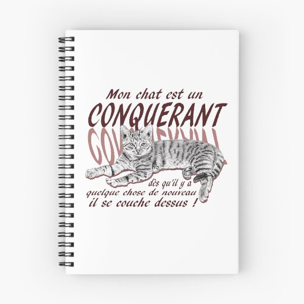 Item preview, Conquering cat - graphite version, text in French colorized brown-red designed and sold by SylvieG18.