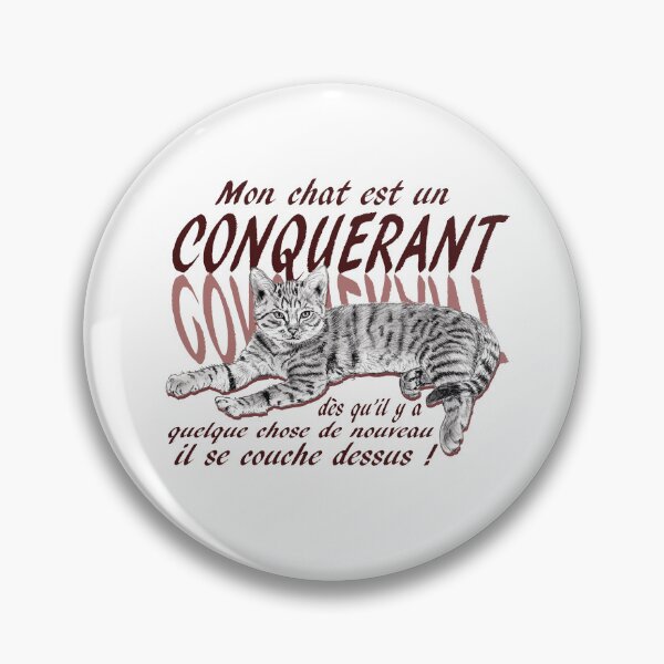 Item preview, Conquering cat - graphite version, text in French colorized brown-red designed and sold by SylvieG18.