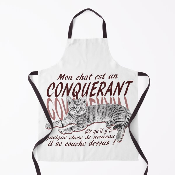 Item preview, Conquering cat - graphite version, text in French colorized brown-red designed and sold by SylvieG18.