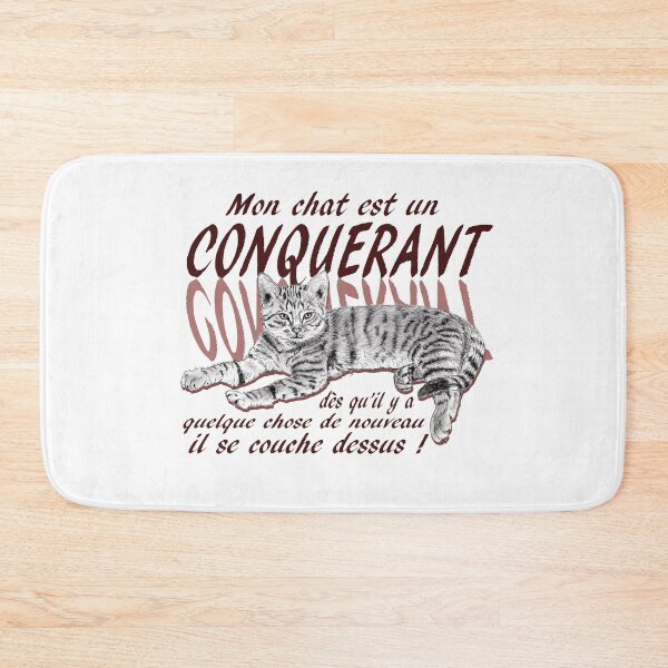 Item preview, Conquering cat - graphite version, text in French colorized brown-red designed and sold by SylvieG18.
