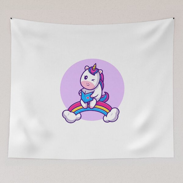 Item preview, Enchanted Reading: Cute Unicorn on Rainbow designed and sold by hjian8219.