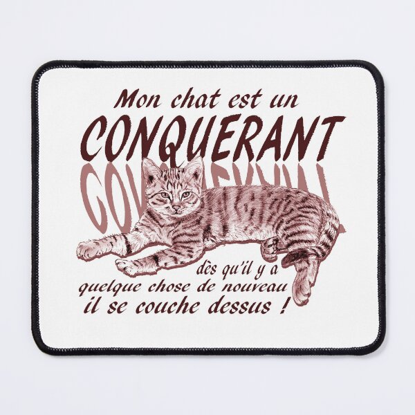 Item preview, Conquering cat - colorized brown-red version, text in French designed and sold by SylvieG18.