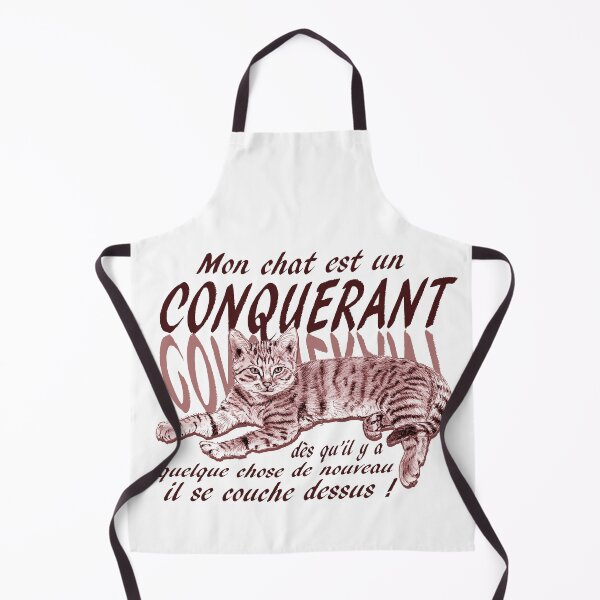 Item preview, Conquering cat - colorized brown-red version, text in French designed and sold by SylvieG18.