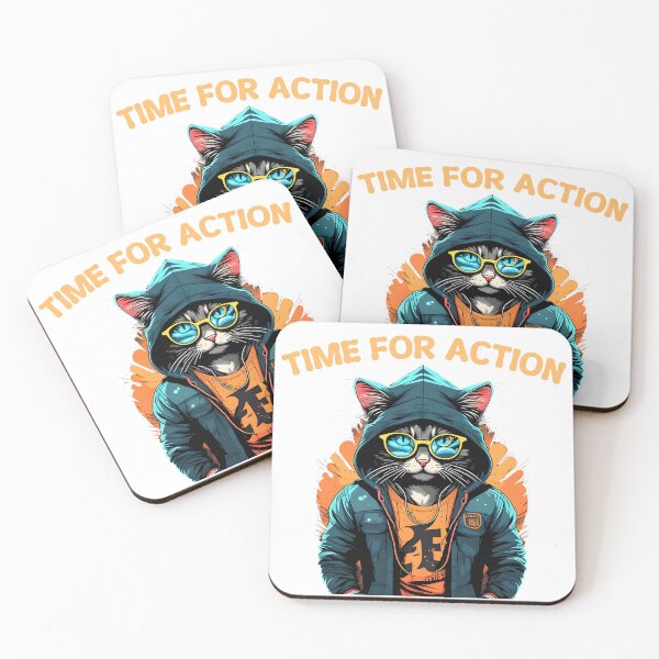Item preview, Cool Cat Wear Hoodie Jacket and Eyeglass - Time For Action designed and sold by Studio-Pixel.