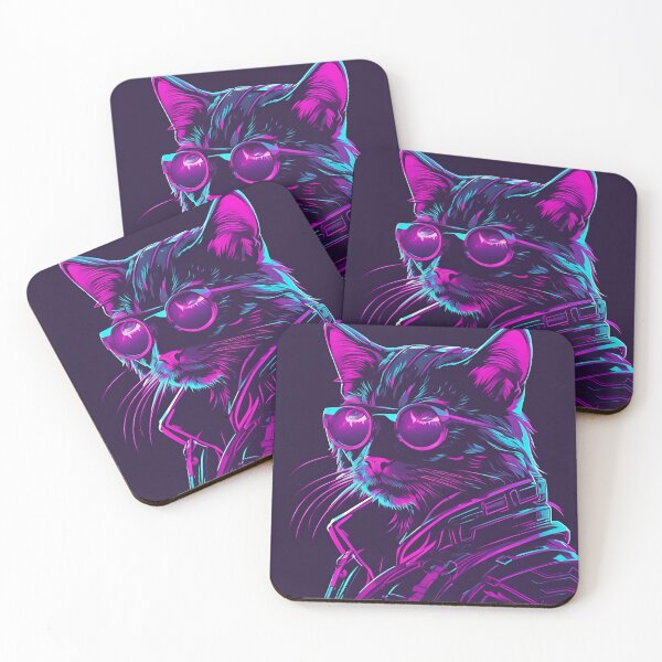 Item preview, Neon Cat with glasses designed and sold by uglitangelo.