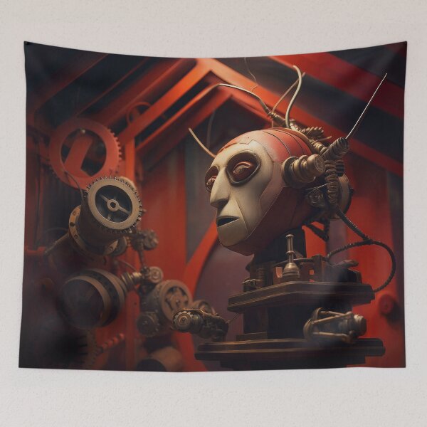 Item preview, Red Robot Puppet Head on Workbench designed and sold by Peter LOPEZ.