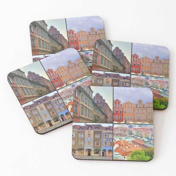 Item preview, Old Town Poznan Collage - Polish city colorful houses designed and sold by TalBright.