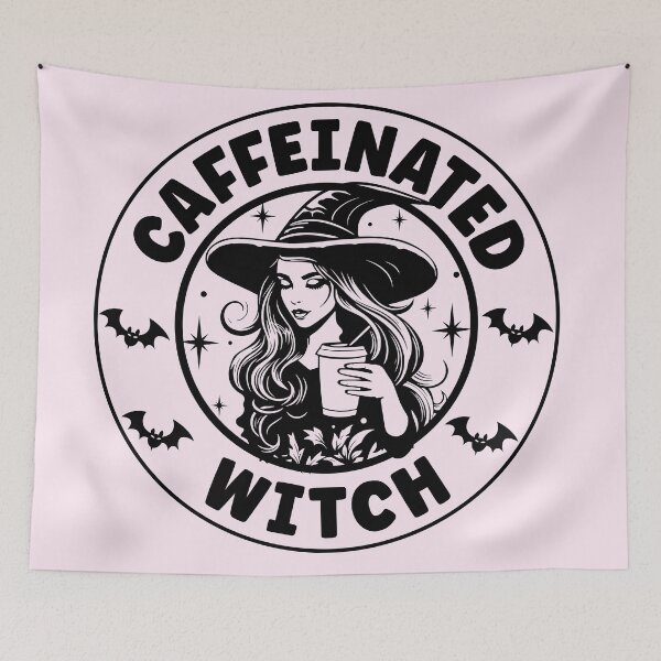 Item preview, Caffeinated Witch | Halloween Coffee Lover Witch - Light Pink designed and sold by PearlMoonGrapes.