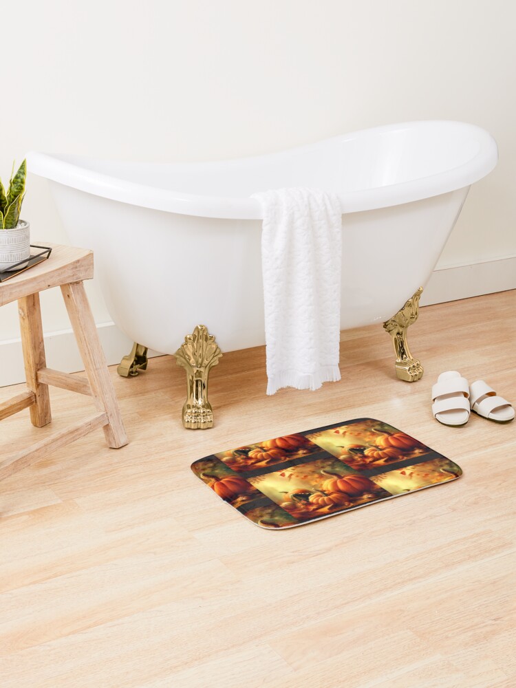 Thumbnail 2 of 6, Bath Mat, Pumpkins and Gourds, Autumn is Here designed and sold by 5849.