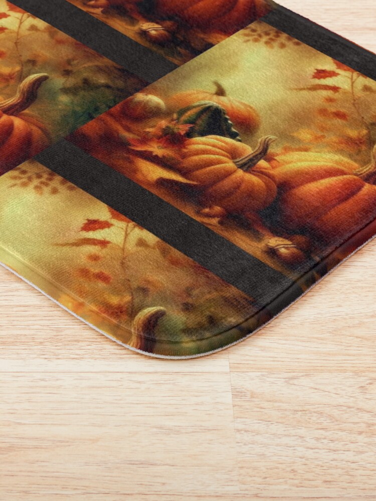 Thumbnail 3 of 6, Bath Mat, Pumpkins and Gourds, Autumn is Here designed and sold by 5849.