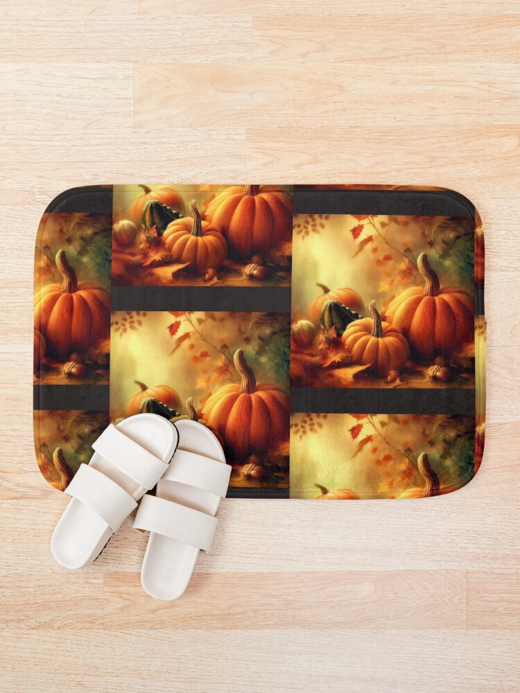 Thumbnail 1 of 6, Bath Mat, Pumpkins and Gourds, Autumn is Here designed and sold by 5849.