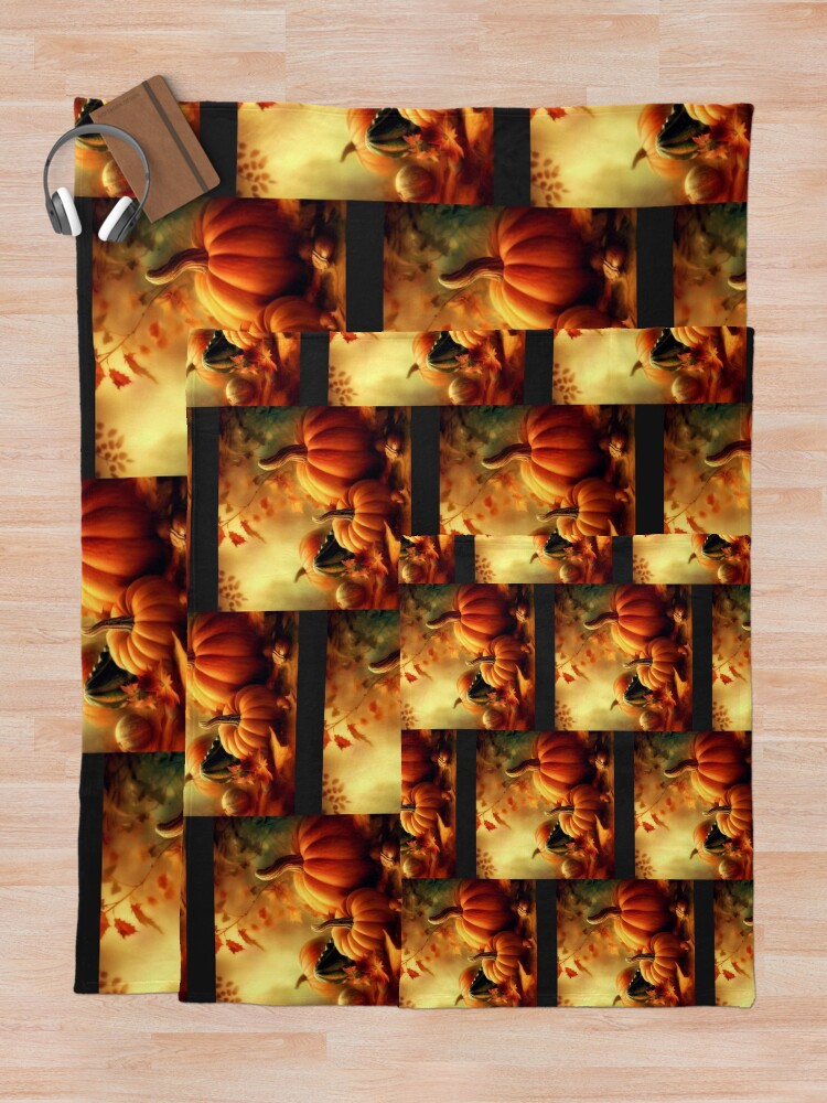 Thumbnail 5 of 6, Throw Blanket, Pumpkins and Gourds, Autumn is Here designed and sold by 5849.