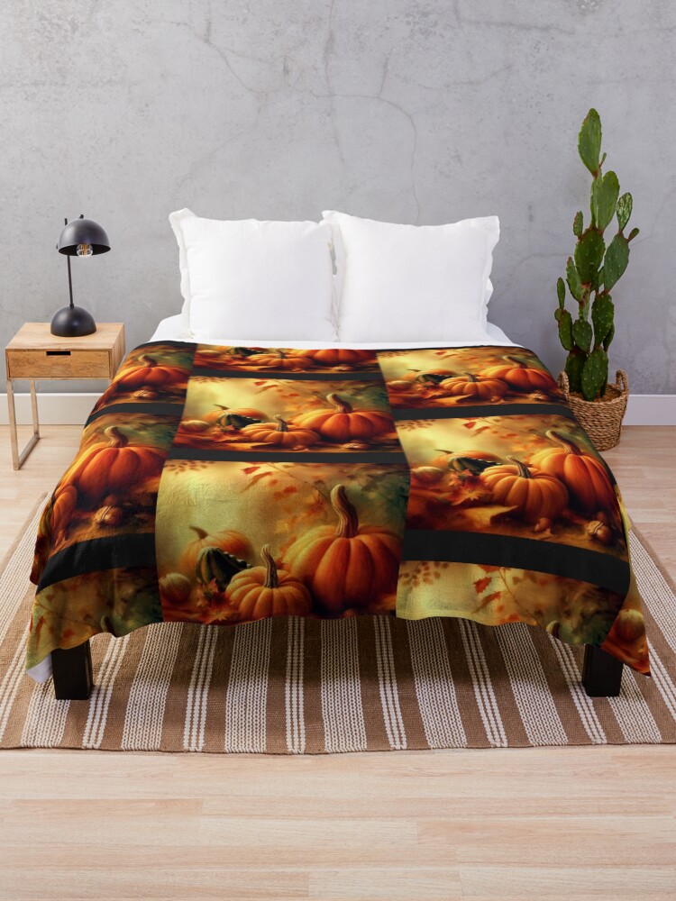 Thumbnail 1 of 6, Throw Blanket, Pumpkins and Gourds, Autumn is Here designed and sold by 5849.