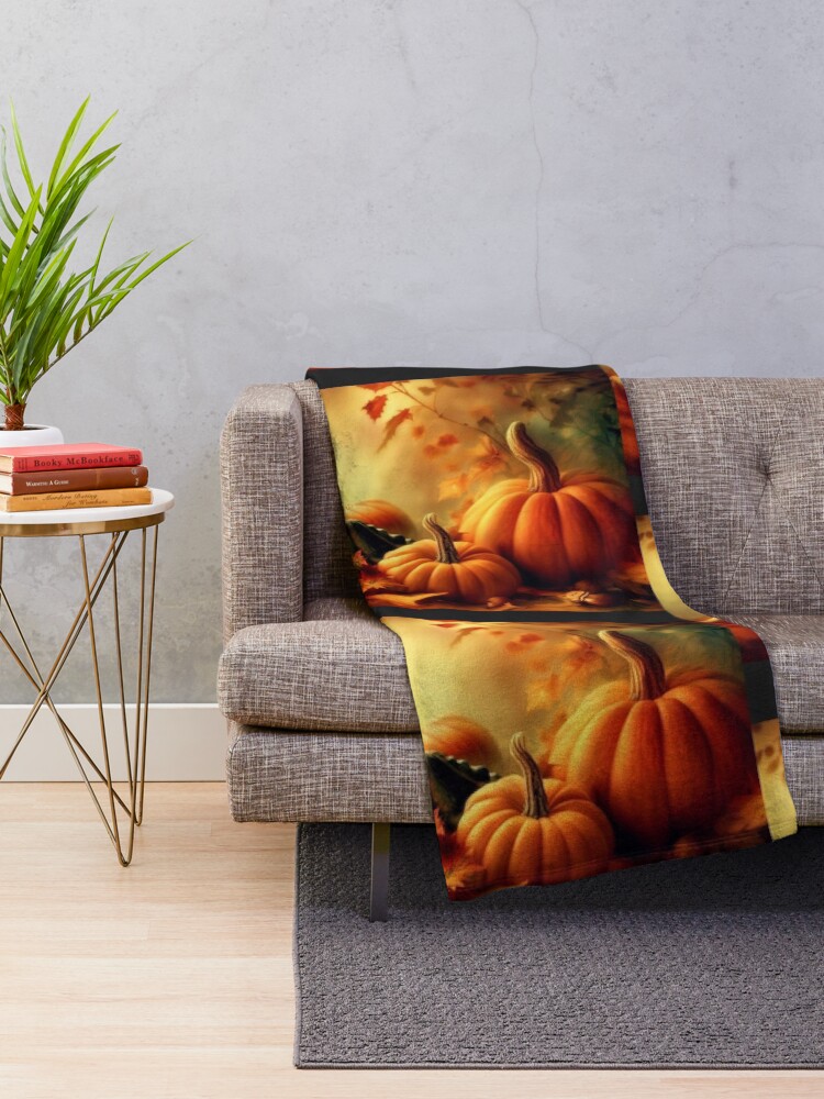 Thumbnail 2 of 6, Throw Blanket, Pumpkins and Gourds, Autumn is Here designed and sold by 5849.