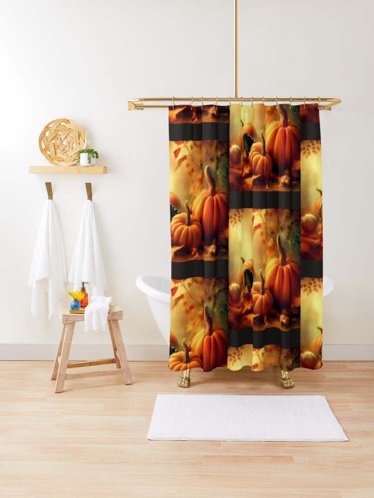 Thumbnail 1 of 5, Shower Curtain, Pumpkins and Gourds, Autumn is Here designed and sold by 5849.