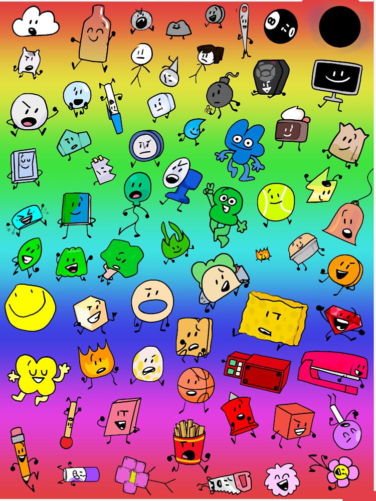 BFDI All Characters (Rainbow) - Bfb - Sticker