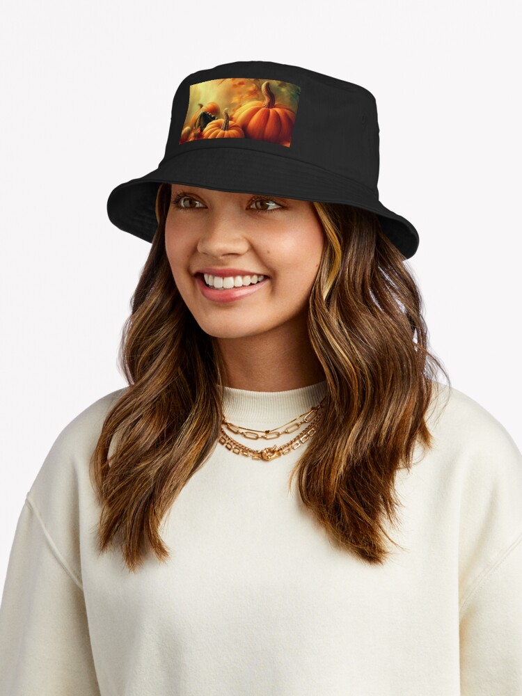 Thumbnail 5 of 6, Bucket Hat, Pumpkins and Gourds, Autumn is Here designed and sold by 5849.
