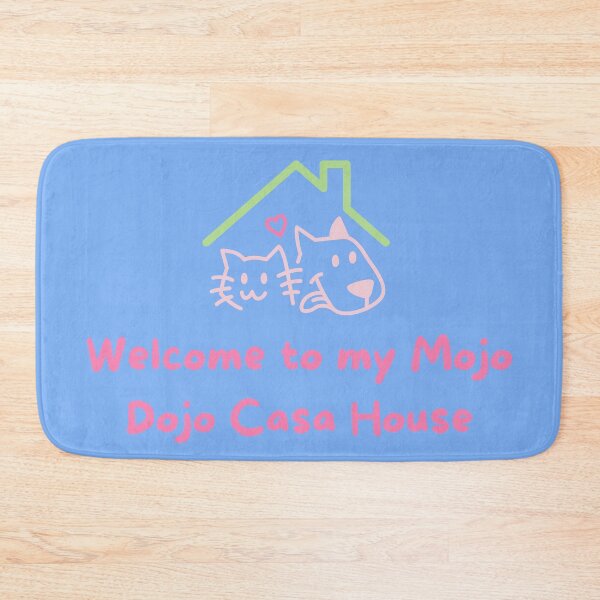 Item preview, Welcome to my Mojo Dojo Casa House, Colorful Door Mat with cat and dog designed and sold by Christie Olstad.