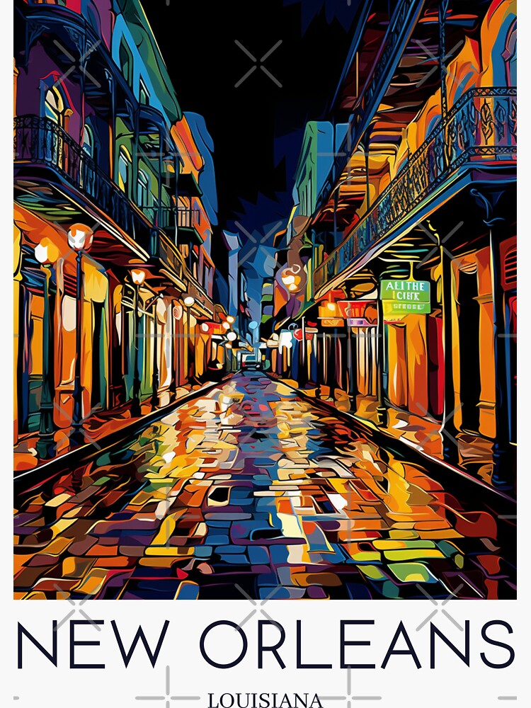 A Pop Art Travel Print of New Orleans - Louisiana Sticker