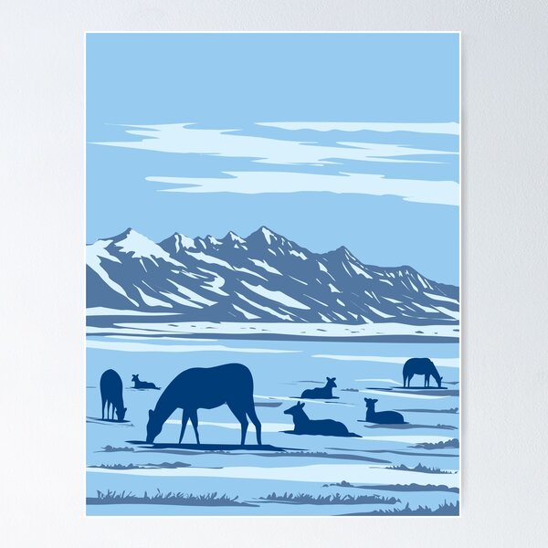 Item preview, Wapiti at the National Elk Refuge in Jackson Hole in Wyoming USA WPA Art Poster  designed and sold by patrimonio.