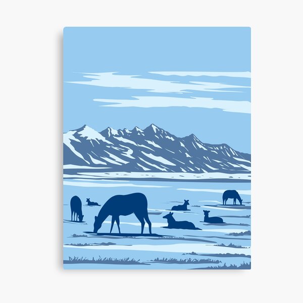 Item preview, Wapiti at the National Elk Refuge in Jackson Hole in Wyoming USA WPA Art Poster  designed and sold by patrimonio.