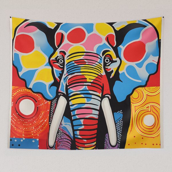 Item preview, A vibrant pop art elephant designed and sold by Cha-house.