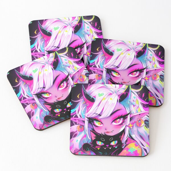 Item preview, Sweet Pink Anime Demon and Devious Cat designed and sold by bubblegoth.