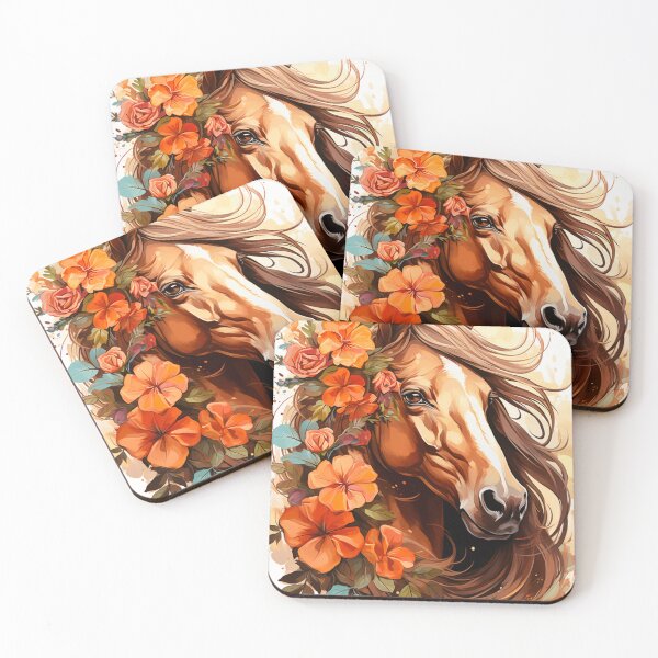 Item preview, Chestnut horse With flowers print designed and sold by PaperieJennifer.