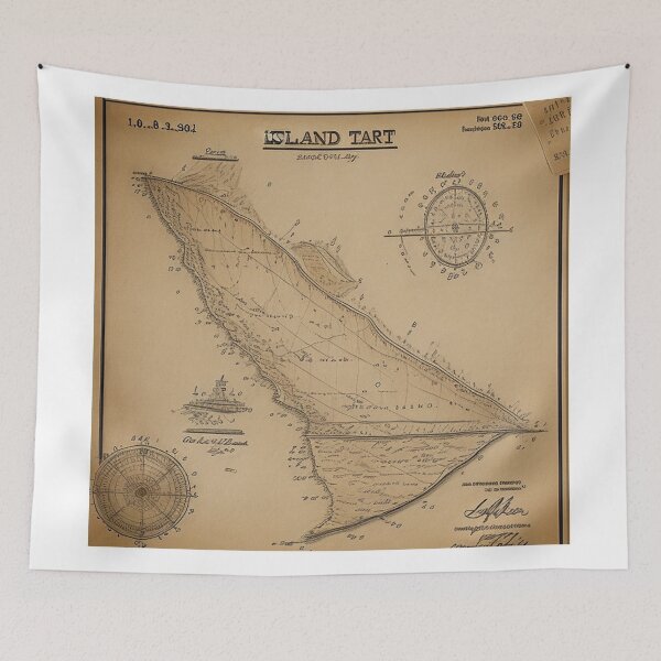 Item preview, World Map Sea Island Treasure Map designed and sold by Yellowriversss.