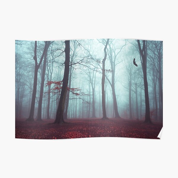 Eerie Green Mist in a Autumn Tree Walkway Framed Print Picture Poster Gothic 