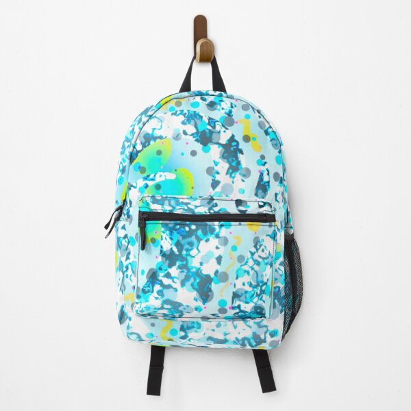 Item preview, Sky blue pouring paint and colorful dots with digital effects designed and sold by Florvolcanica.