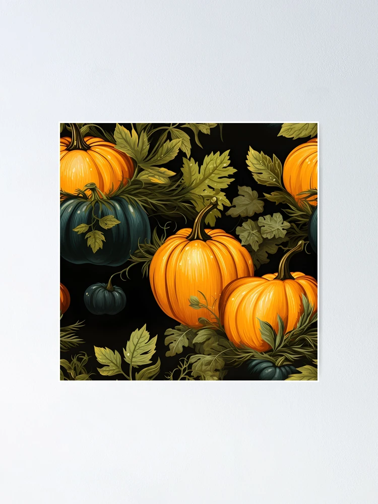 Thumbnail 1 of 3, Poster, Pumpkin Pattern 1 designed and sold by DigitalPatternx.