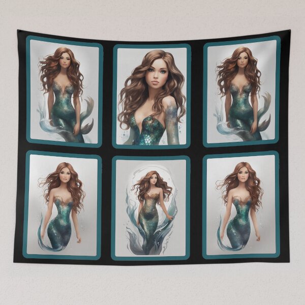 Item preview, Brunette Beautiful Little Mermaids designed and sold by SirenasWorld.