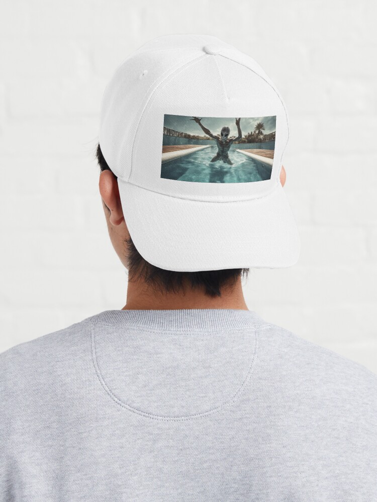 Thumbnail 4 of 7, Cap, Alien in a Swimming Pool designed and sold by LenCarol.
