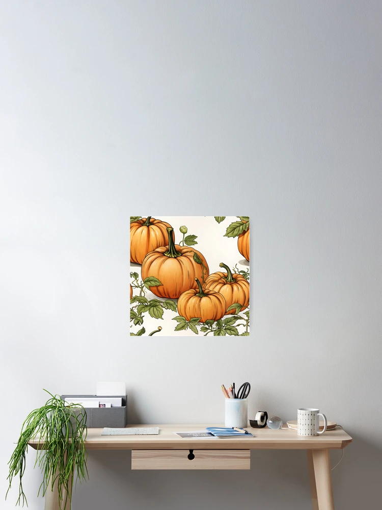 Thumbnail 2 of 3, Poster, Pumpkin Pattern 6 designed and sold by DigitalPatternx.
