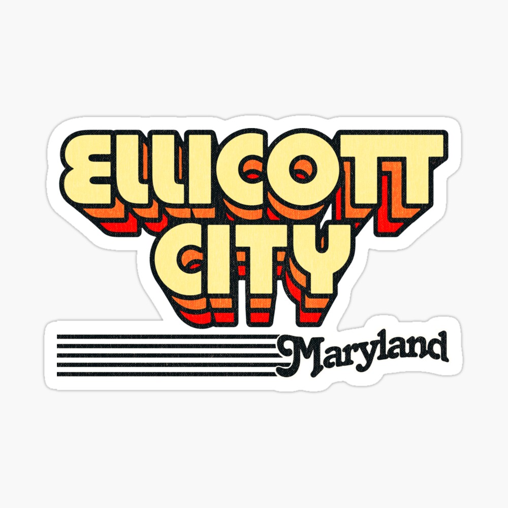 Ellicott City, Maryland | Retro Stripes Sticker