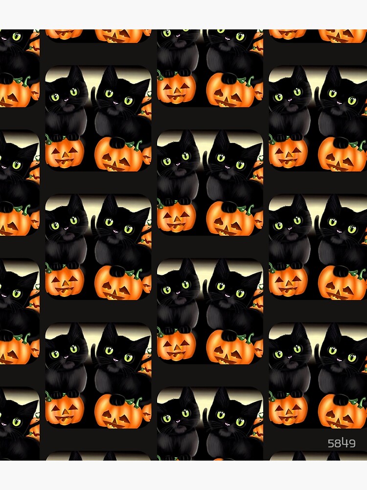 Thumbnail 3 of 3, Backpack, Kitties and Jack-O-Lanterns designed and sold by 5849.