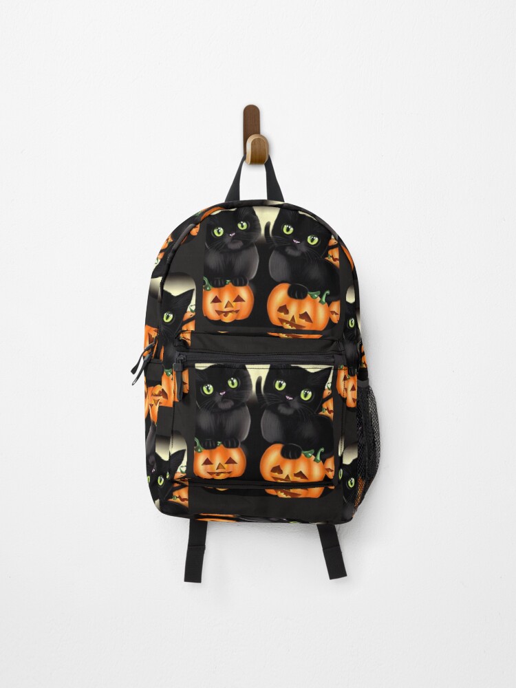 Thumbnail 1 of 3, Backpack, Kitties and Jack-O-Lanterns designed and sold by 5849.