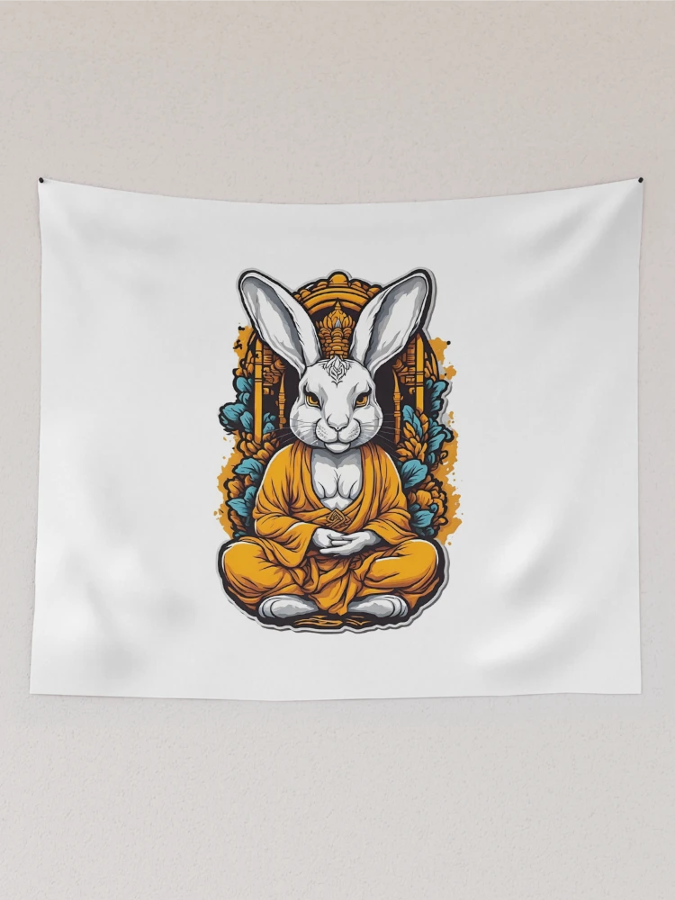 Thumbnail 2 of 3, Tapestry, Tibet Buddhist Rabbit 2 designed and sold by RabbitPrints.
