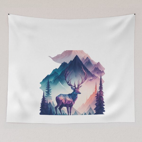 Item preview, Mystic Wilderness: Geometric Deer and Mountain Tribe Art designed and sold by irosh madushan.
