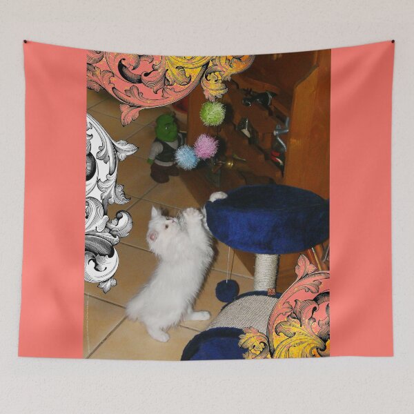 Item preview, White Persian Fluffy Baby Cat Nyssa Playing (Photo by ACCI) designed and sold by VanyssaGraphics.