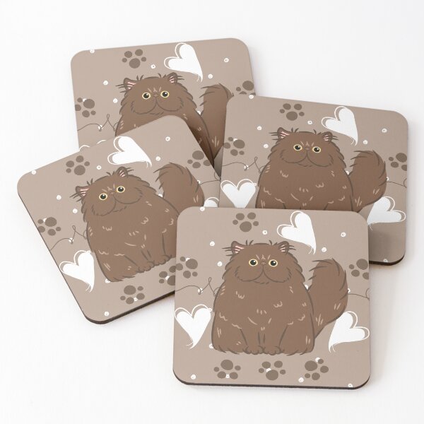 Aperçu de l'œuvre Chat persan brun chocolat mignon à poils longs créée et vendue par lulululupaint.