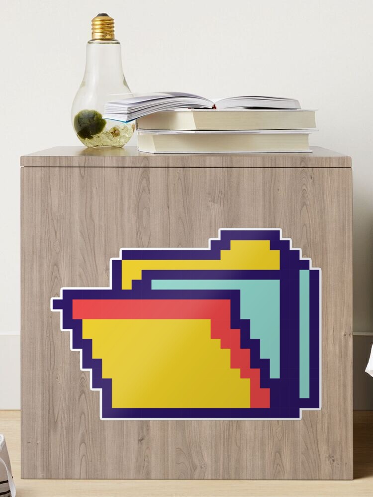 Pixelated Folder Icon Illustration Art Sticker for Sale by fauzanfitria